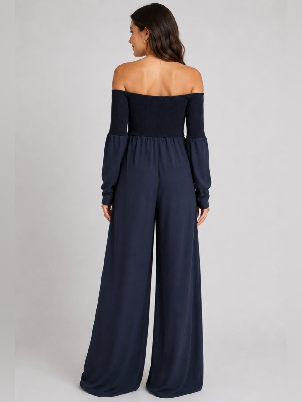 DKNY DONNA KARAN Off-Shoulder Dress Jumpsuit Knit Overlay sz M Very Rare